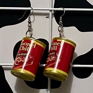 Red and Yellow Hormel Chili Can Earrings